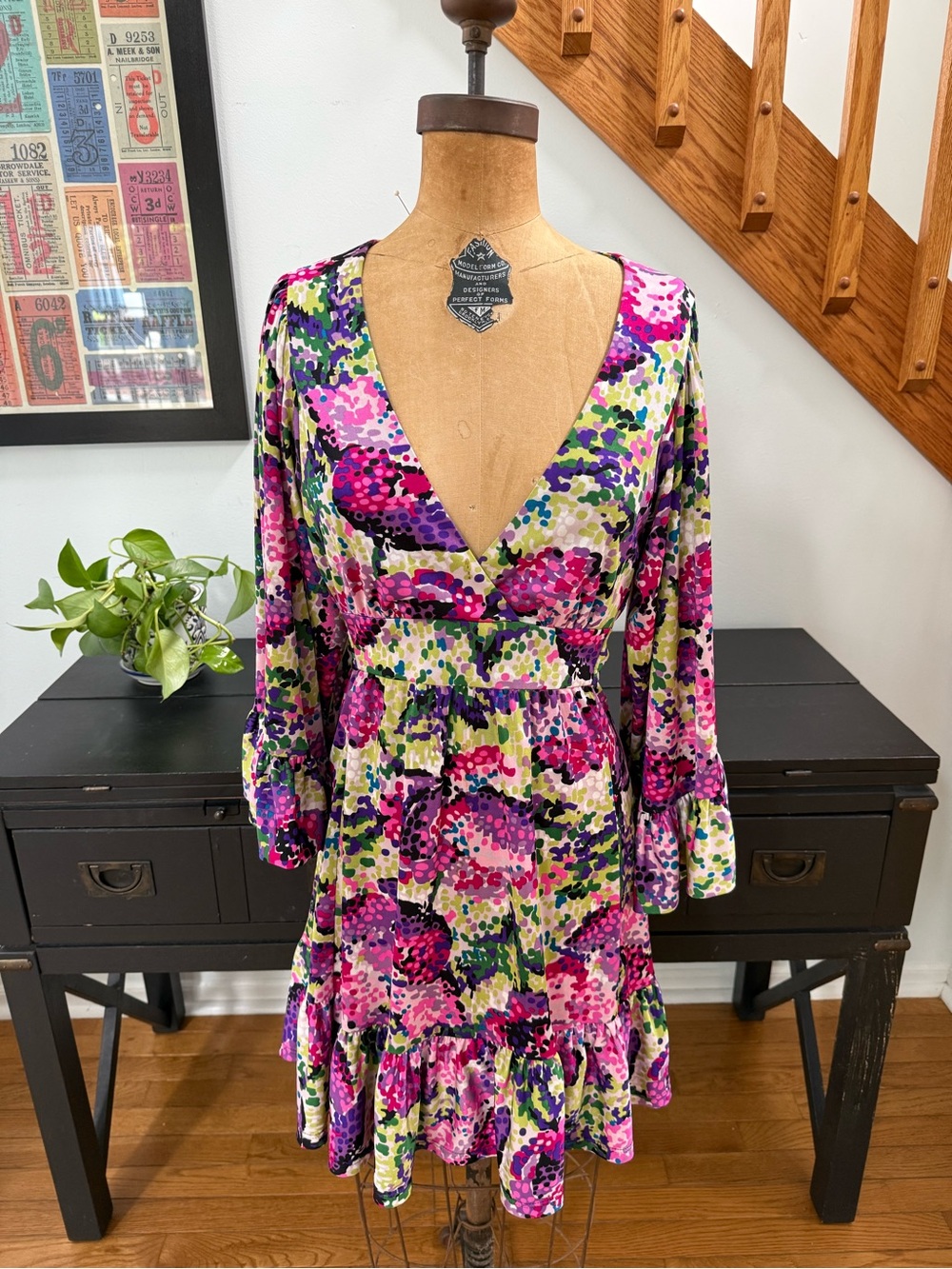 Betsey Johnson Pink Purple Floral Bambi Dress